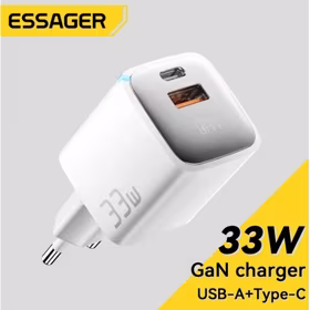 Įkroviklis Essager "GaN Polestar" baltas 33W (1xPD / 1xQC3.0)