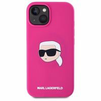 Karl Lagerfeld KLHMP15SSKHPPLF iPhone 15 6.1" fuksijos/fuksijos kietas dėklas Silikoninis Karl galvos spaudinys MagSafe