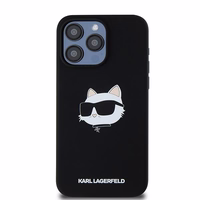 Karl Lagerfeld silikoninis Choupette Head magnetinis dėklas telefonui iPhone 15 Pro Max - juodas