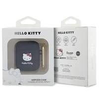 Hello Kitty silikoninis 3D Kitty galvos dėklas AirPods 1/2 - juodas