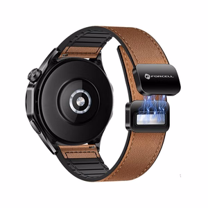 FORCELL F-DESIGN FS20 magnetinis ekologiškos odos dirželis SAMSUNG laikrodžiui 20 mm rudas spalvos