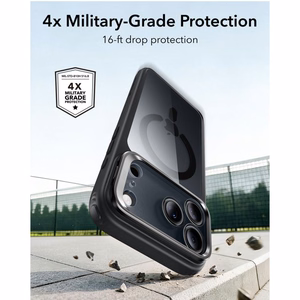 ESR Classic Hybrid Kickstand MagSafe dėklas, skirtas iPhone 18 Pro / 17 Pro, skaidrus juodas