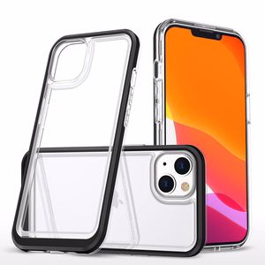 Skaidrus 3in1 dėklas iPhone 14 silikoninis dangtelis su rėmeliu juodas