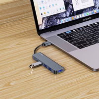 HUB Tech-Protect V0 5in1 USB-A - USB-A 3.0 / 3x USB-A 2.0 / USB-C - pilkas
