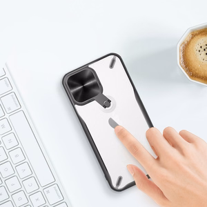 Nillkin Cyclops dėklas iPhone 13 Pro - juodas su kamera apsauga ir sulankstomu stovu