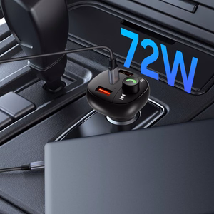 "Tech-Protect CC06" 3 prievadų PD72W automobilinis įkroviklis su siųstuvu - juodas