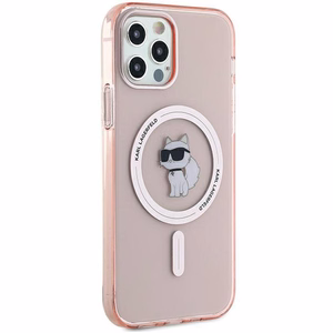 Karl Lagerfeld IML Choupette Magnetinis dėklas iPhone 12/12 Pro - rožinis
