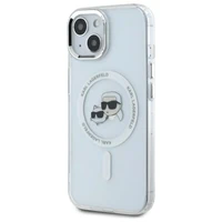 Karl Lagerfeld IML Metal Karl&Choupette galvos MagSafe iPhone 14 dėklas – baltas