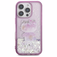 Hello Kitty Liquid Glitter 50 metų jubiliejaus vakarėlio dėklas telefonui iPhone 16 Pro - violetinis
