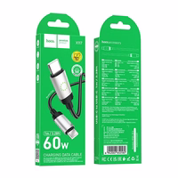 Kabelis USB C į USB C Hoco 3A 60W 1 m X117 juodas