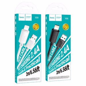 Кабель USB A - Lightning Hoco 2,4A 2 м X88 черный