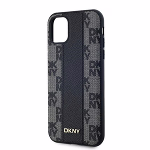 DKNY Odinis langeliais raštuotas magnetinis dėklas iPhone 11 / Xr - juodas