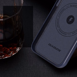 Dux Ducis Naples dėklas iPhone 14 Plus magnetinis odinis dėklas MagSafe mėlynas
