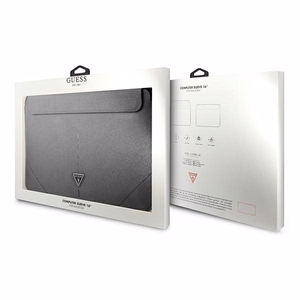 Guess Saffiano Triangle Logo dėklas 16" nešiojamam kompiuteriui - sidabrinis
