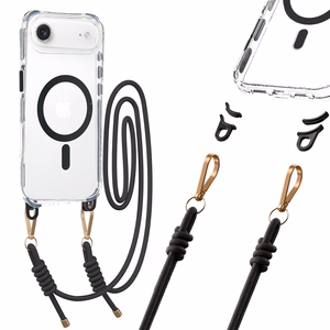 Tel Protect su dirželiu skaidrus dėklas Iphone 17 Air juodas