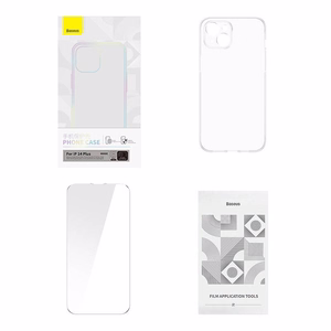 Baseus Crystal Series dėklas telefonui iPhone 14 Plus + apsauginis stiklas