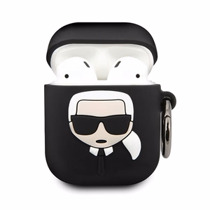 Karl Lagerfeld Silikoninis Ikonik dėklas AirPods 1/2 - juodas