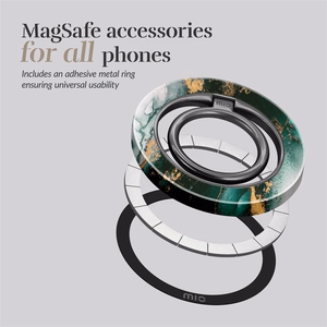 MIO Green Marble Magsafe dėklas su žiedine laikiklio funkcija