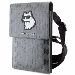 Karl Lagerfeld универсальная сумка для мобильного KLWBSAKHPCG (Saffiano Mono Choupette) серебряная