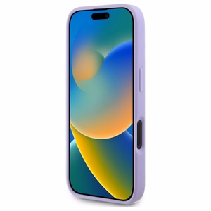 Guess Saffiano bijūno klasikinio logotipo magnetinis dėklas telefonui iPhone 16 - violetinė