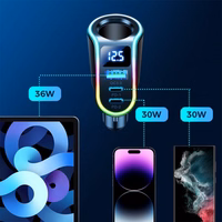 Automobilinis įkroviklis Joyroom "JR-CL21" juodas 150W (1xPD / 2xQC3.0 / 1xAuto 90W /  with LED voltmeter)