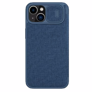 Nillkin Qin Cloth Pro Case чехол для iPhone 14 Plus с защитой камеры флип-чехол синий