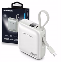 Vention 10000mAh 35W - išorinis akumuliatorius su USB-C kabeliu (smėlio spalvos)