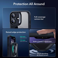 ESR Classic Hybrid MagSafe + grūdinto stiklo rinkinys iPhone 17 – skaidriai juodas