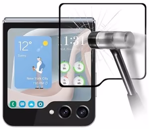LCD apsauginis stikliukas "5D Full Glue" Samsung F741 Z Flip6 Outer juodas be įpakavimo