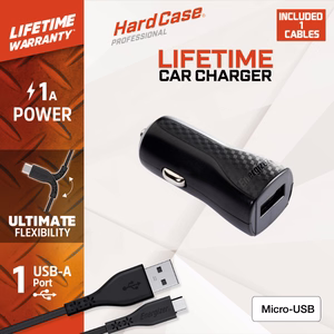 Автомобильное зарядное устройство Energizer HardCase DC1ALMCM, USB-A, 1 A, с кабелем Micro-USB, чёрный