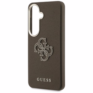 Guess dėklas Grained Big 4G Metal Logo skirtas Samsung Galaxy S26 rudas
