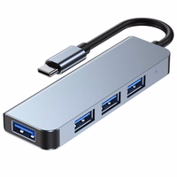 HUB Tech-Protect V1 4in1 USB-C - 3x USB-A 2.0 / USB-A 3.0 - pilkas