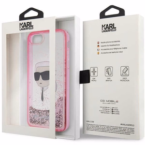 Karl Lagerfeld KLHCI8LNKHCP iPhone 7/8/SE 2020/2022 rožinis/rožinis kietas dėklas Blizgantis Karl Galva