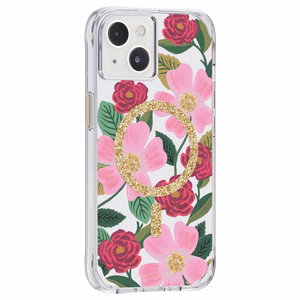 Rifle Paper Co. Rose Garden MagSafe dėklas su aukso folijos detalėmis, skirtas iPhone 14 / 13
