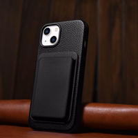 iCarer Litchi Premium odinis dėklas iPhone 14 Magnetinis odinis dėklas su MagSafe Juodas (WMI14220709-BK)