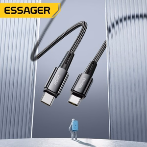USB laidas Essager Ultra tamsiai pilkas Type-C / Type-C 100cm (iki 240W!!!)