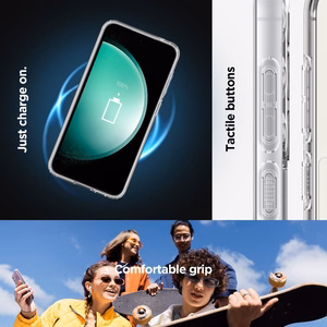 Spigen Ultra Hybrid OneTap Ring magnetinis dėklas telefonui su MagSafe Samsung Galaxy S23 FE - skaidrus juodas