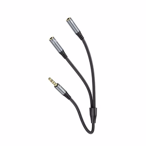 Kabel AUX 2w1 Jack 3,5 mm (męski) do 2 x Jack 3,5 mm (żeński) Hoco 0,25 m UPA21 pilkas (SC)
