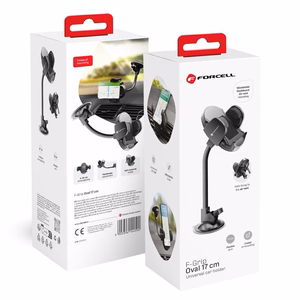 FORCELL F-GRIP Oval 17 cm automobilio laikiklis priekinio stiklo / prietaisų skydelio / oro angai juodas