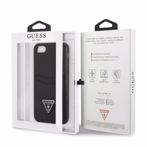 Guess GUHCI8PSATPK iPhone 7/8 SE 2020 / SE 2022 жёсткий чехол чёрный/чёрный Saffiano Triangle Logo Cardslot