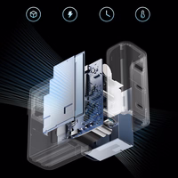 Cuktech CUKAD1003EUG GaN 100W sieninis įkroviklis 2 x USB-C 1 x USB-A su USB-C kabeliu - pilkas