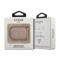 Guess GUAPSASMP Dėklas AirPods Pro rožinis Saffiano Script Metal kolekcija