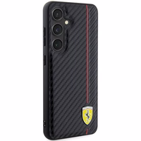 Ferrari Carbon Printed Line dėklas telefonui Samsung Galaxy S24 - juodas
