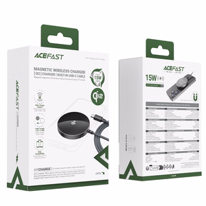 Acefast E24 Qi2 15W magnetinis indukcinis įkroviklis su 1.2m USB-C laidu - juodas