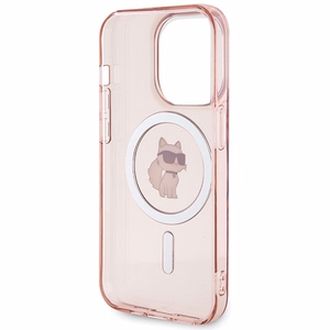 Karl Lagerfeld IML Choupette Magnetinis dėklas telefonui iPhone 15 Pro - rožinis