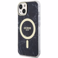 Guess GUHMP14SPCUMAK iPhone 14 6.1" juodas/juodas kietas dėklas Marble Magnetinis