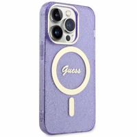 Guess GUHMP14LHCMCGU iPhone 14 Pro 6.1" violetinis/violetinis kietas dėklas Blizgučiai Auksas MagSafe