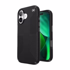 Speck Presidio2 Grip MagSafe - iPhone 17 Case (juodas / Slate pilkas / baltas)