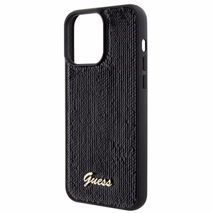 Guess Sequin Script Metal dėklas telefonui iPhone 15 Pro Max - juodas