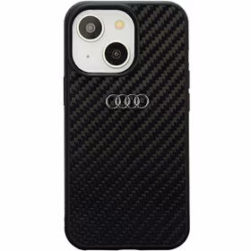Audi Anglies pluošto iPhone 14 6.1" juodas/juodas kietas dėklas AU-TPUPPCIP14-R8/D2-BK